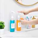 VITVITI Plastic Mouthwash Dispenser for Bathroom, 17 OZ Pump Mouth Wash Container Bottle with Cup, Clear Refillable Mouthwash Dispenser with Labels, Set of 2