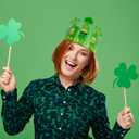 2 x 30 Pack St. Patrick's Day Crown Crafts Kit for Kids Classroom with Elastic Band, Blank Green Shamrock Clover Paper DIY Hats with Gold Coins Stickers for Irish St Patricks Day Theme Party Supplies (Green)