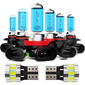 Light Bulbs Fit For Ford Expedition 2021-2022, High Performance Halogen Headlight Bulb And License Plate Lights Combo, 9005 H11 9145 High Low Beam Fog Lights, 6000K White Light, Pack of 8