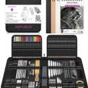HIFORNY 126 PCS Drawing Kit Sketching Pencil Set, Sketch Pencils Art Supplies with 3-Color Sketchbook, Graphite, Charcoal, Blending Tools, Drawing Pencils for Adults Artists in Zipper Case