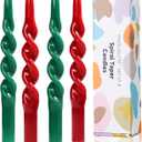 10 inch Christmas Taper Candles-Green and Red Spiral Candles-Unscented Candle Sticks and Dripless,Perfect as Dinner Candles-4pcs(Green,Red)