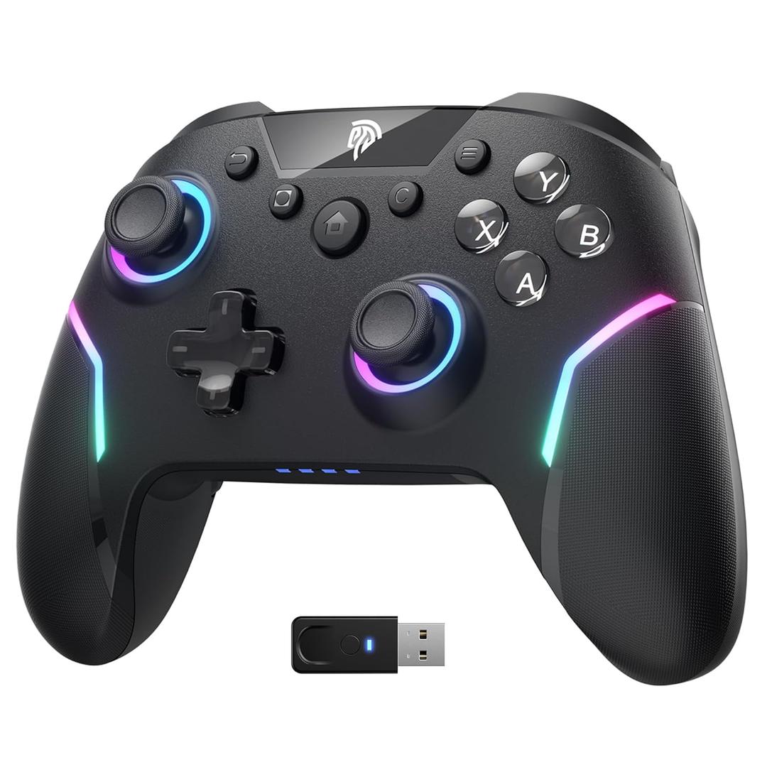 EasySMX X20 Wireless Gaming Controller with RGB Backlit, 2-Stage Hall Effect Sticks, 1000Hz Polling Rate, 6-Axis Gyro on Multi-Platform, Mech Buttons- Compatible with PC/Switch/Steam/Android