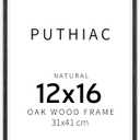 Puthiac 12x16 Solid Oak Wood Picture Frame, Fits 8x12 with Mat or 12x16 Without Mat, Wall Display Only, Vertical or Horizontal, Plexi Front, 1 Pack, Black
