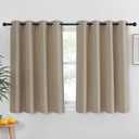 NICETOWN Kitchen Short Blackout Curtain and Drape - Thermal Insulated Solid Grommet Blackout Panel for Patio Bedroom Living Room (Single Panel, 52 inches by 45 inches, Taupe)