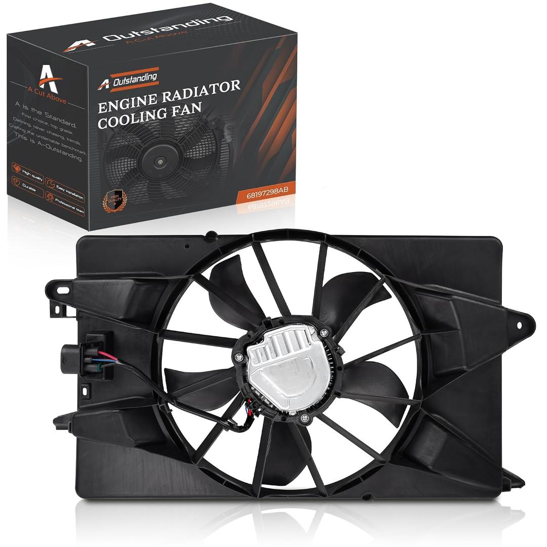 Engine Radiator Cooling Fan Assembly Compatible with Jeep Cherokee 2014-2020 & Chrysler 200 2015-2017, Single Fan Replace# 68197298AB