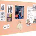 Bulletin Board 30 x 20 inches, Aluminum Framed Fabric Cork Board with 10 Push Pins (Blush Coral, 30 x 20 inches)