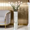 Mirror Floor Vase 28 inch High, Silver Decorative Glass Tall Vases for Decor Living Room Large Big Cylinder Standing Vase for Bedroom Home Corner Indoor Office