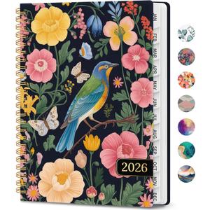 2026 Planner, Weekly and Monthly Calendar Planner Book, January 2026 - December 2026, Hardcover Spiral Planner with Monthly Tabs, Notes Pages, Perfect for Women & Men, A5 (6.4" x 8.5") - Bird