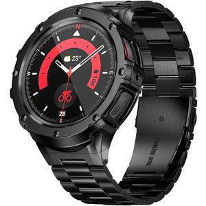 SUPLINK Stainless Steel Bands Compatible with Samsung Galaxy Watch 5 Pro Band 45mm, Metal Protector Rugged Case Adjustable Replacement Strap for Samsung Watch 5 pro Band for Men, Black (45mm(Galaxy Watch 5 Pro))