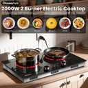 2 Burner Electric Cooktop 110V - 24 Inch(23.6"x 13.78") Ceramic Stove Countertop & Built-in(22"x 12.2"), 2000W Two Burner Cooktop with Touch & Knob Control, Timer, Safety Lock, 120V Plug in