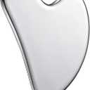 Nuanchu Stainless Steel Gua Sha Facial Tools Metal Guasha Tool for Face Body Jawline Shaper, Double Chin Reducer, Puffiness Reducing, Lymphatic Drainage Massager Skin Care Gift with Pouch(Silver)