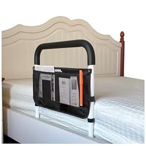Bed Rails for Elderly Adults Safety with Adjustable Heights Storage Pocket Assist Support Side Railings for Seniors Citizens Slides Under Mattressbed Cane Medical Bed Guard Bed Handles Bars(White)