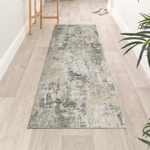 ROYHOME Modern Abstract Runner Rug 2x5 Washable Non Slip Stain Resistant Rug for Bedroom Living Room Non Shedding Low Pile Indoor Floor Cover,Grey Yellow