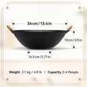 WANGYUANJI Cast Iron Wok Pan with Lid, 13.4 Inch Flat Bottom Large Deep Stir Fry Skillet, Heavy Duty Traditional Chinese Iron Pot for 3-5 People, Induction & Gas Ready