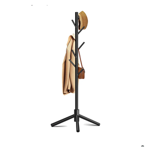 Coat Rack, Coat Racks Freestanding with 8 Hooks 3 Adjustable Heights for Clothes, Hats, Handbags, Coat Tree Easy Assembly for Entryway, Bedroom, Hallway, Office(Black)