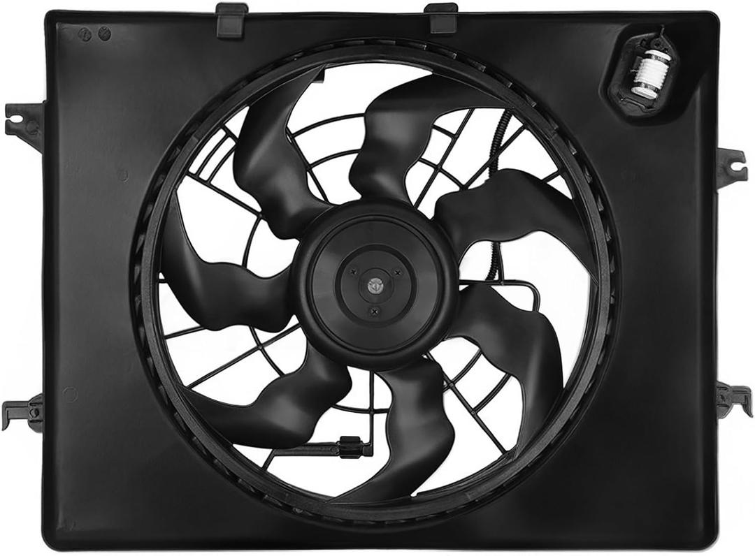 621-477 AC Condenser Cooling Radiator Fan Assembly Fits for Fits for Sonata 2011-2013 L4 2.4L; for Optima 2012-2013 L4 2.4L