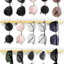 Mkono Wall Mounted Sunglasses Storage Organizer Wood Modern Simple Eyeglasses Display Holder Eyewear Glasses Jewelry Headband Hanging Rack for Entryway Living Room Bedroom, Set of 3, White