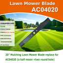 SummerCool 20" Lawn Mower Blade AC04020 Replace for Ryobi 20 Inch Mowers Parts,Compatible with Ryobi RY40180, RY40190, RY401110, RY401120 Mowers,Mulching Blade 20 Inch,Black