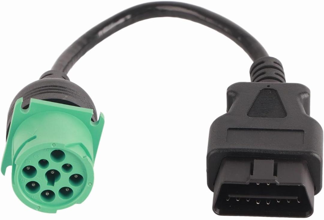 9 Pin to 16 Pin Cable Adapter, Round OBD2 Interface 9 Pin to 16 Pin Truck Diagnostic Scanner Cable Adapter Diagnostic Scan Tool Replacement Truck Diagnostic Cable Fit for Cummins Engine
