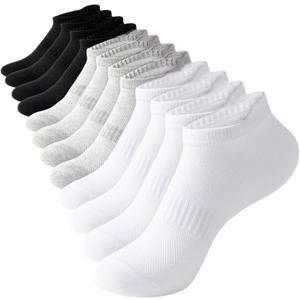 RELY+ Women's Ankle Socks - 6 Pairs Low Cut Tab & No Show Athletics Sports Running (Black White & Grey)