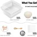 100 Pack Small Charcuterie Boxes with Clear Lids, 5.5 Inch To Go Paper Mini Food Containers, Disposable Dessert Bakery Boxes+100 Plastic Forks+100 Cupcake Liners for Cookie, Cake Slice, Sushi, White