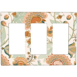 Colorful Paisley Pattern 3 Gang Rocker Light Switch Cover Triple Decora Wall Plate Decorative Switchplate Electrical GFCI Outlet Covers Faceplate for Kitchen Bathroom Farmhouse Home Decor