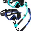 Aegend Snorkeling Gear for Adults Youth Kids, Snorkel Mask with Top Dry Valve - Panoramic View Anti-Leak and Anti-Fog with Mesh Bag for Snorkeling, Scuba Diving, Freediving & Swimming (2 PACK - Green & Deep Blue)