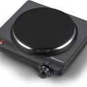 Elite Gourmet Countertop Electric Burner, 1000W Cast Iron Hot Plate, 7 Heat Settings, Portable Cooktop for RV, Dorm, Office & Small Kitchens, RoadReady & Compact