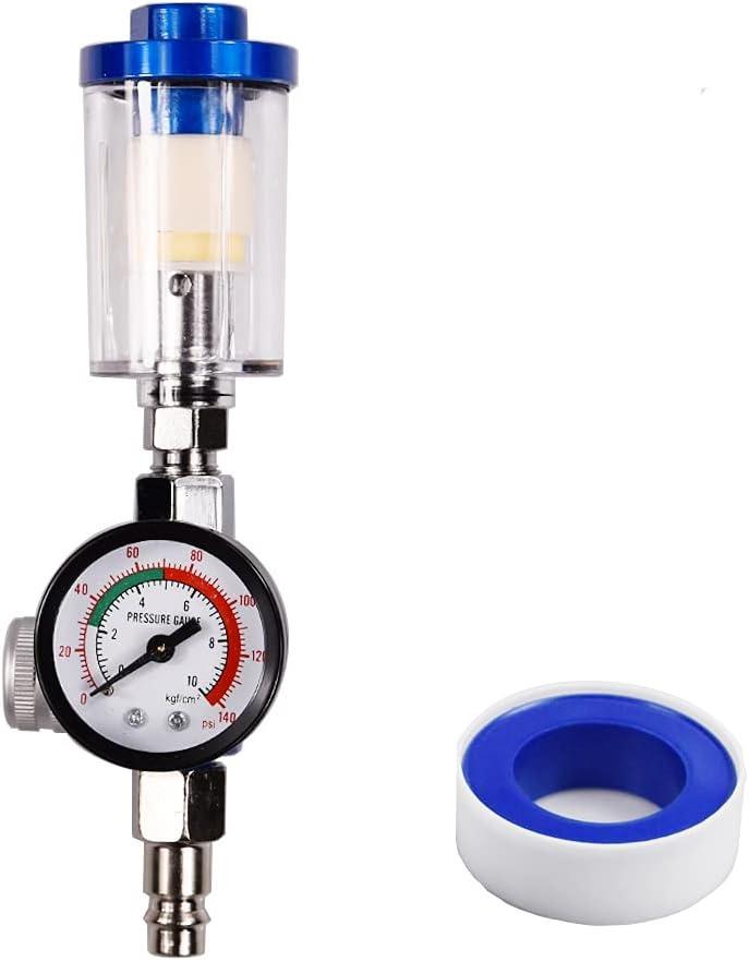 1/4" Air Compressor Oil Water Separator for Spray Gun, Spray Paint Kit Air Regulator Gauge and in-line Air Oil Water Separator Filter