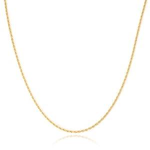 14K Gold plated Rope Necklace Chain 925 Sterling Silver Clasp plated Rope Necklace for Women Men 2mm Gold Necklace(14)
