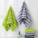YiLUOMO Pale Blue Modern Wave Pattern Design Hand Towel Set of 2 Ultra Soft 100% Cotton Quick Dry Highly Absorbent Bathroom Hand Towels 13x 29 Inch