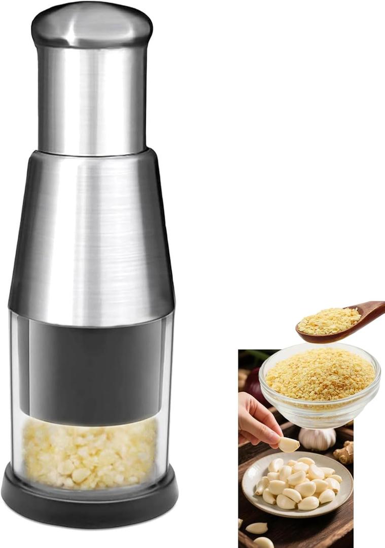 Manual Pressed Chopper,1PCS,Functional Manual Garlic Press,2025 Upgraded Compact Mini Dicer Food Chopper,Stainless Steel Hand Food Chopper for Mincing Garlic Press Stainless Steel