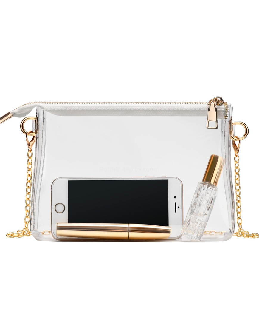 Clear Purse for Women - Stadium Approved Small Crossbody Bag with Zipper, Clear Stadium Bag for Concerts, Sports