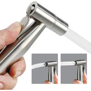 BARROCK Pack of 2 Bidet Sprayer Head Stainless Steel Handheld Shattaf Jet Spray Attachment for Toilet, Baby Cloth Diaper Sprayer with Adjustable Water Pressure Control, Brushed Nickel