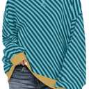 UEU Womens Diagonal stripes Sweatshirt Oversized Pullover Long Sleeve Top (XXL)