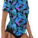 Bonneuitbebe Women's Short Sleeve Rash Guard Shirts UV Protection Swim Shirts UPF 50+ Lightweight Adjustable Tie Swimwear (Black, XL)