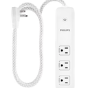 Philips Indoor Extension Cord with Surge Protection, 3-Outlet, Flat Plug White