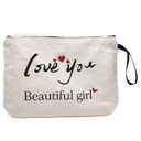 Personalized Small Makeup Bag for Purse – Cotton Canvas Zipper Pouch, Travel Cosmetic Organizer, Gift for Sister, Bridesmaid, Best Friend, School