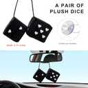 2 x 2 PCS Fuzzy Plush Dice for Car Mirror, 2.75" Retro Square Heart Shape Car Rearview Mirror Cute Decor, Fluffy Dice Vehicle Hanging Ornament Decoration Interior for Women (Black)