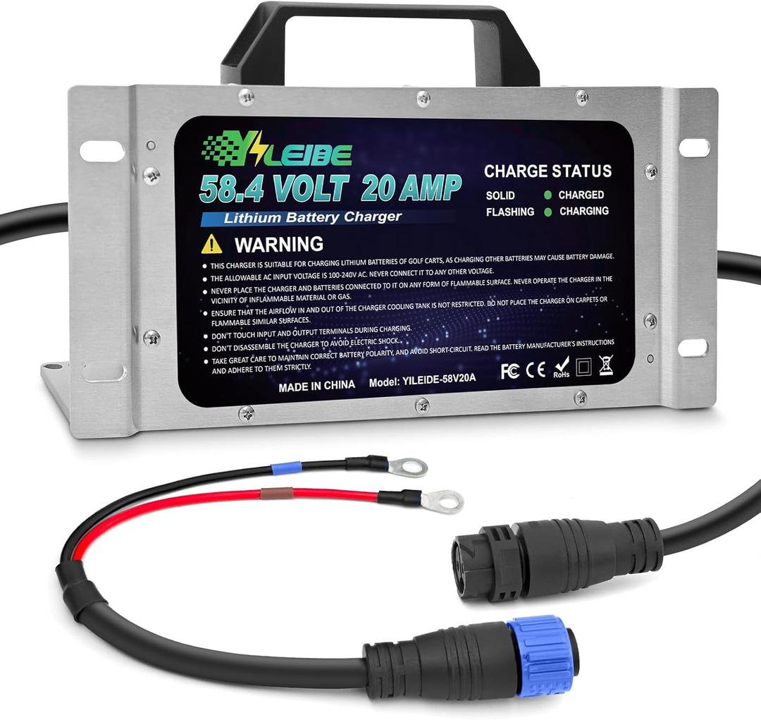 58.4V20A Golf Cart Lithium Battery Charger On-Board with OT (M8: 14-8 terminals) for 16 Strings LiFePO4