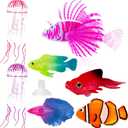 Weewooday 7 Pieces Artificial Fish Colorful Fake Fish Glowing Effect Aquarium Decor Floating Ornament for Tank Decoration (Elegant Color)