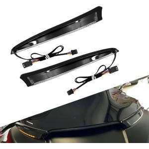 HCmotorku Windshield Trim Lights Windscreen Fairing LED Turn Signals Lamp Running Light Fit for Harley Road Glide FLTRXS FLTRK FLTRX 2015-2025 (Black)