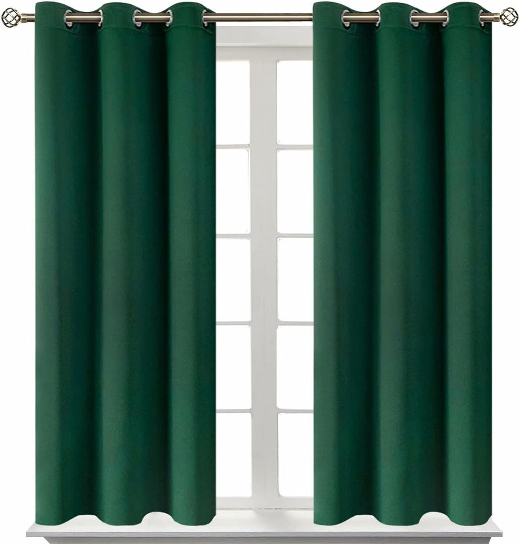 BGment Blackout Curtains for Bedroom - Grommet Thermal Insulated Room Darkening Drapes for Living Room, Set of 2 Panels (38 x 54 Inch, Emerald Green)