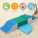 TODIBY 4-Pieces Climbing Toys for Toddlers: PU Leather - Soft Play Climbing for Toddlers - Foam Climbing Blocks for Crawling and Sliding Indoor Playground for Kids