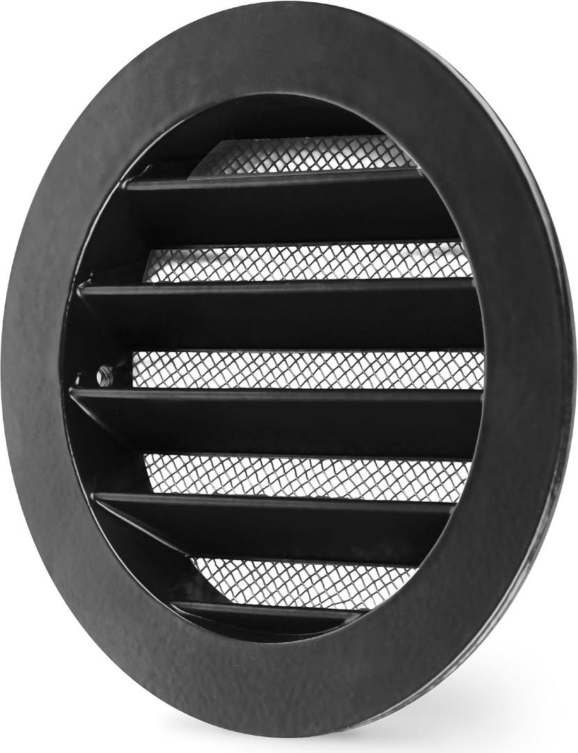 Calimaero WSGB Soffit Vents 4 inch Black Round Grille Vent Cover - Soffit Air Vent with Built-in Insect Screen Mesh Fits Only with Metal Ducts