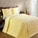 Better Trends 1 Piece Bedspreads 100% Cotton Chenille Bedspread Coverlet Luxurious Medallion Pattern Bedspread Twin 81" X 110" Size Soft Lightweight Yellow Tufted All Season Bedding Ashton Collection (Twin Bedspread)