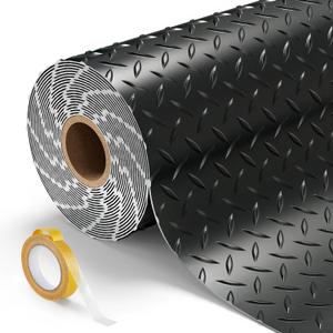 8.2x20 FT Garage Floor Mat, 2.8mm Thickened Garage Flooring Heavy Duty Rubber Garage Floor Mats for Under Car, Diamond Plate Garage Mat for Garage, Workshop, Enclosed Trailer (Black)