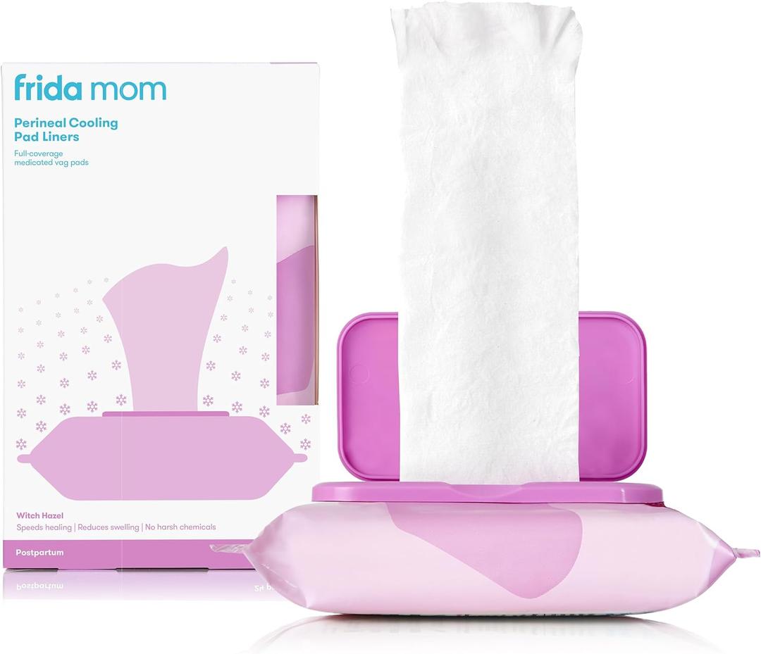 Frida Mom Witch Hazel Perineal Cooling Pad Liners for Postpartum Care, Hospital Bag Essentials for Pain Relief After Birth, Full-Length Medicated Cooling Pad Liners (24ct)