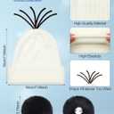 7 Pcs Christmas Snowman Costumes for Women Adult Winter Snowman Accessories Beanie Knit Hat 3 Black Faux Fur Pom Poms Carrot Nose Gloves Tutu Skirt for Holiday Cosplay Party