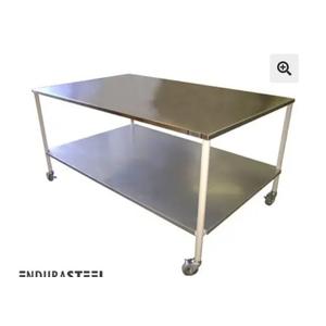 EnduraSteel Stainless Steel Mobile Prep Table with Powder-Coated Mild Steel Frame